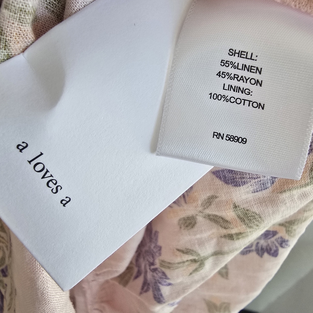A Loves A Woven Floral Print Deep V-Neck Long Bubble Sleeve Maxi Dress XL - Picture 11 of 11